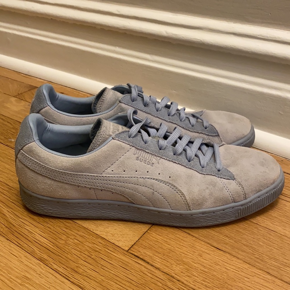 Puma Men’s Classic Mono suede sneaker Blue Fog (greyish blue), size 11